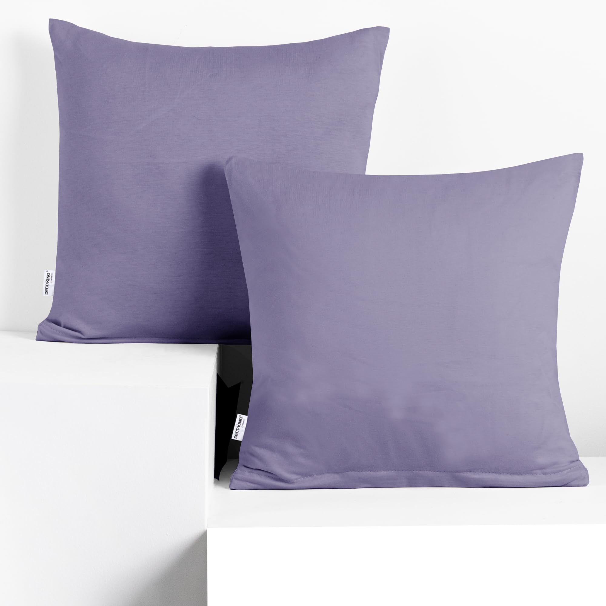 DecoKing 2 Pillowcases 40 x 40 cm Jersey 100% Combed Cotton Zip Lavender Amber