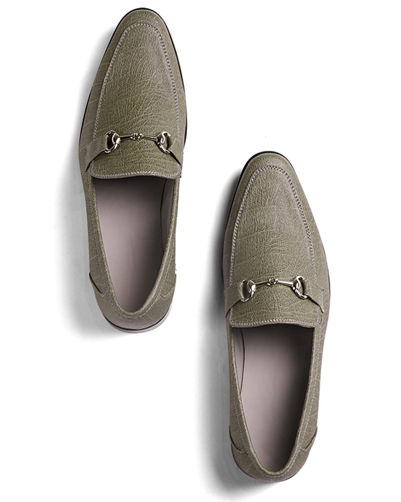 A Big Indian StorySolid Vegan Leather Buckle Loafers Shoes for Men | Formal/Semi-Formal Apple Leather Shoe for All Day Comfort | Stylish Shoes for Office & Work for Boys & Men | Olive