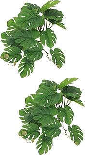 Ipetboom 2 Pçs Répteis Decoração Tartaruga Sucção Sapos Paisagem Anfíbios Verdes Animais De Estimação Lóbulo Réptil Folha Planta Habitat Eremita Barbudo Para Pendurar Decorações Falsas