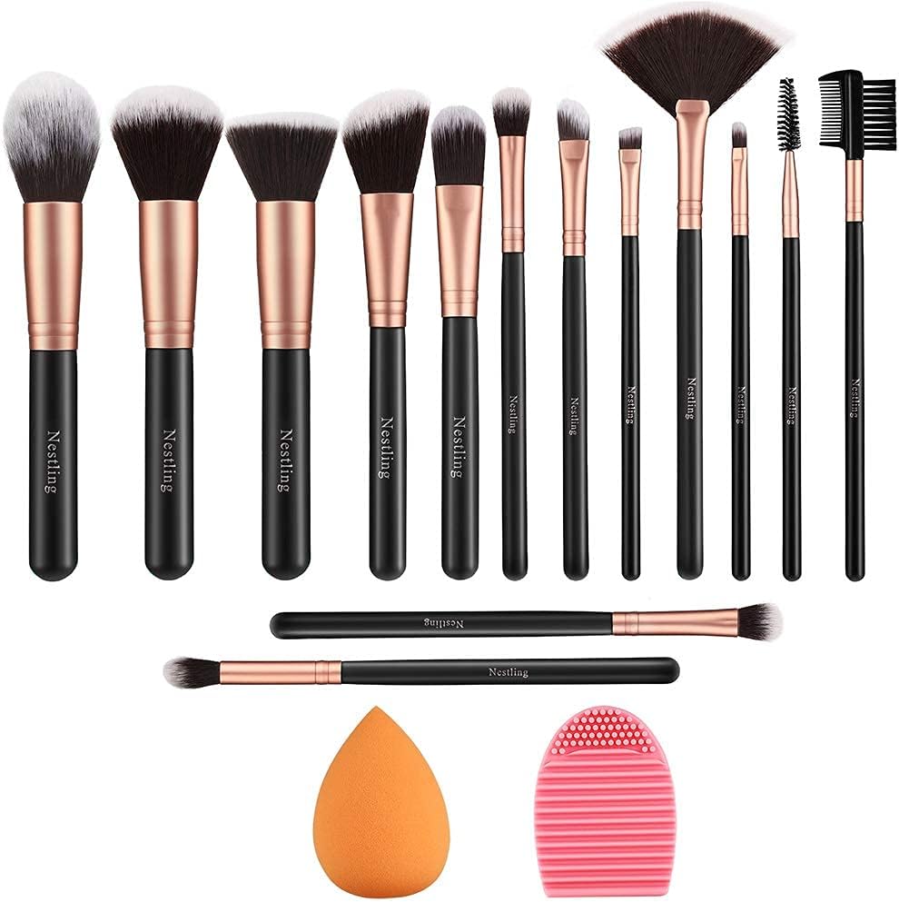 Makeup Brushes Rose Golden 14 Pcs Makeup Brush Set With Makeup Sponge And Brush Cleaner Premium Synthetic Kabuki Brushes For Foundation Face Powder Blush Eyeshadow Cruelty Free Brochas De Maquillaje Amazon Co Uk Beauty