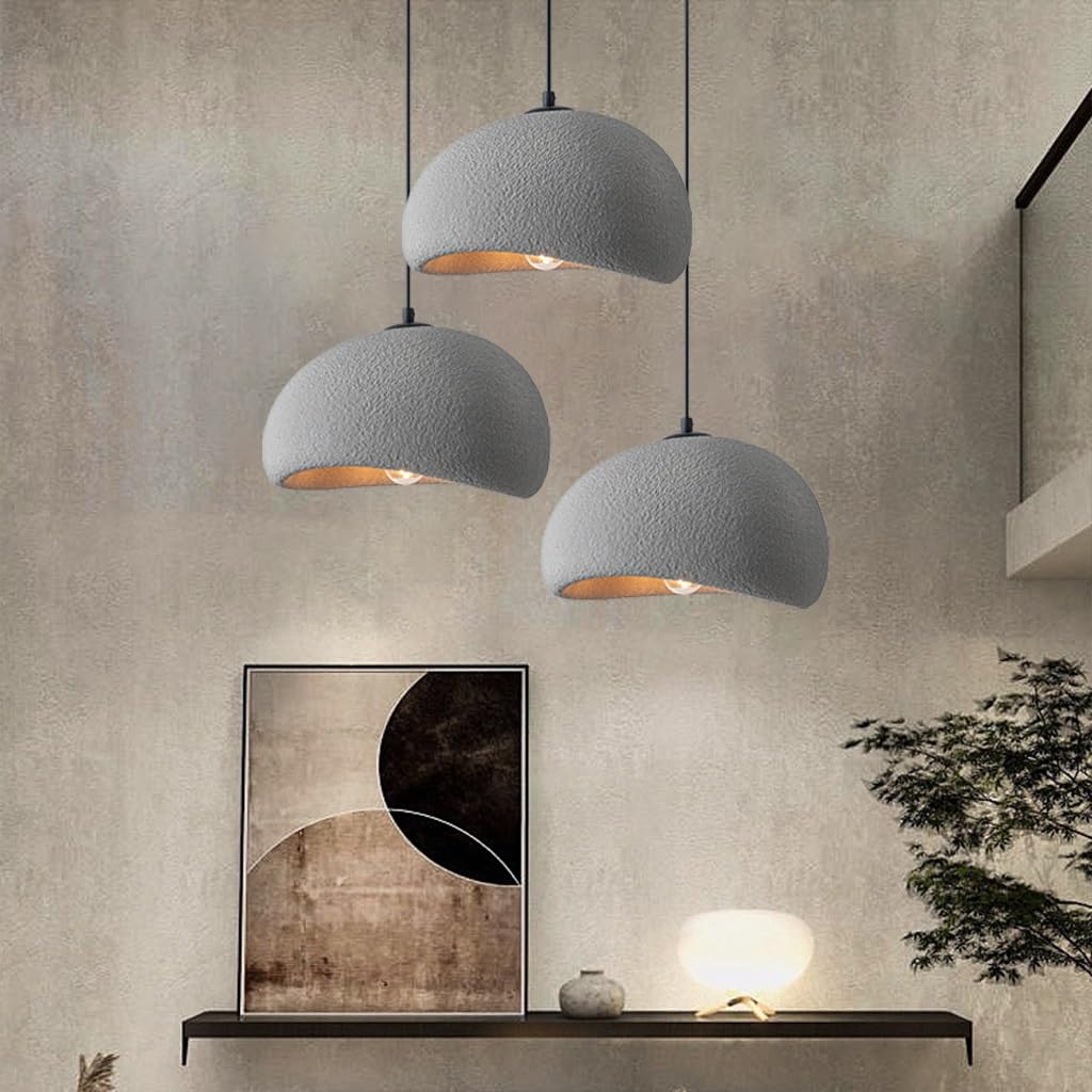 Kreative Wabi-sabi Pendelleuchte E27 3-flammig Moderne Kronleuchter Zementgrau Polyethylen Hängeleuchte Höhenverstellbar Für Esstisch Esszimmer Küche Inselleuchte Heimdekoration(A)