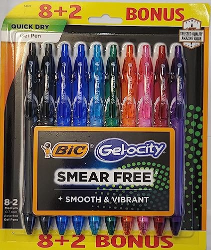 Stylos à encre gel séchage rapide BIC Gel-ocity anti-bavures avec grip intégral x10