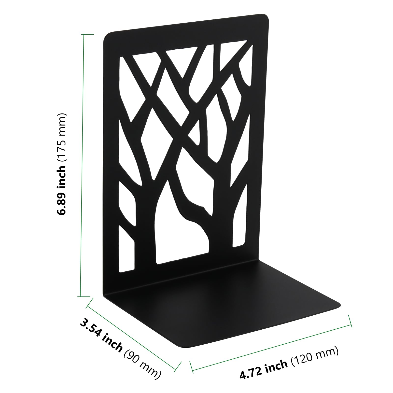 HAKZEON 12 PCS Black Heavy Duty Book Ends, 6 works Decorative Tree Design Book Stopper Supports - Image 2
