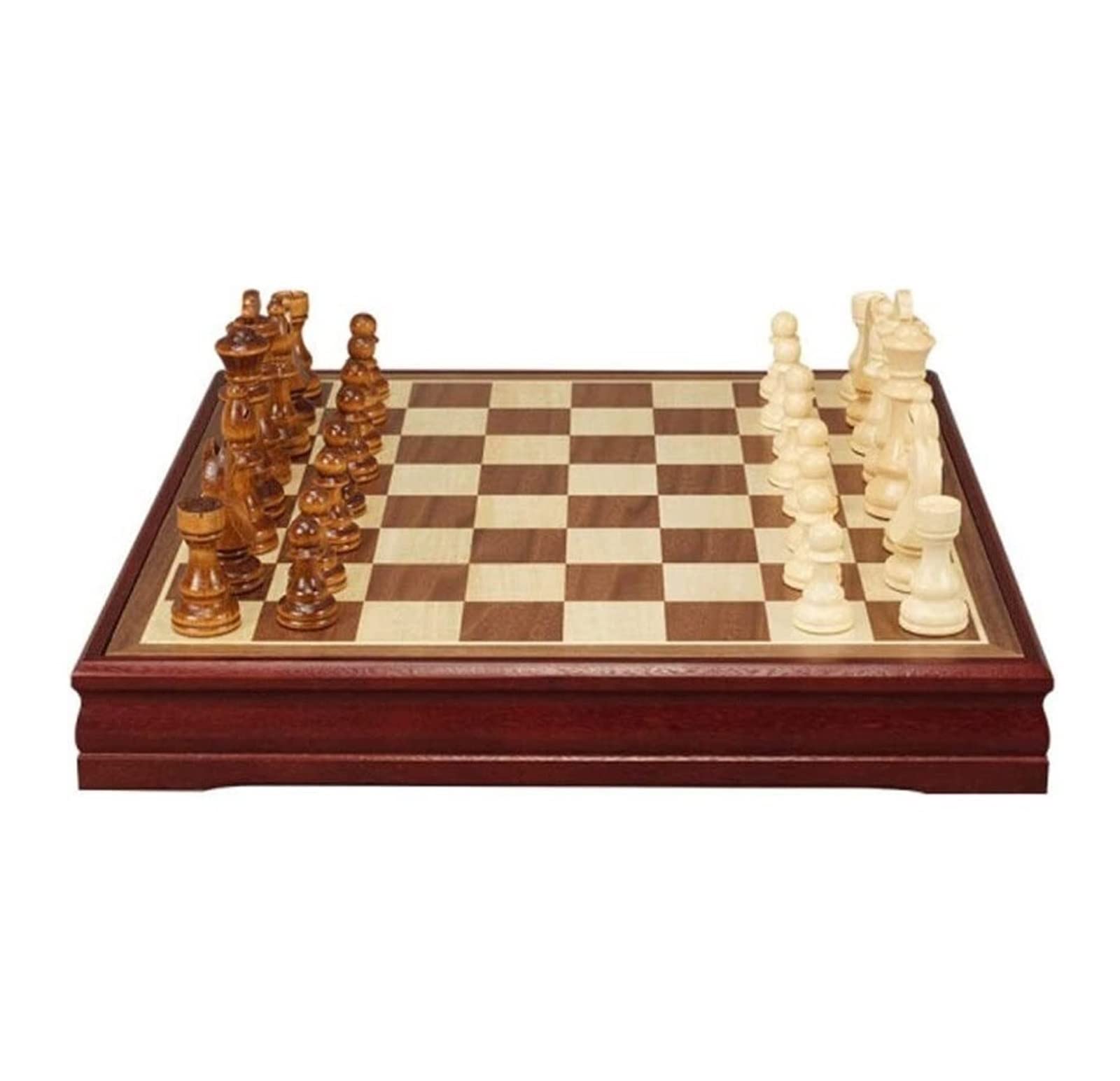 Zestaw Szachowy Szachy Gra Planszowa, Drewniany Zestaw Szachownica Do Przechowywania Kawałków Brzozy, W Strategiczne Gra(45 * 45 * 6cm)