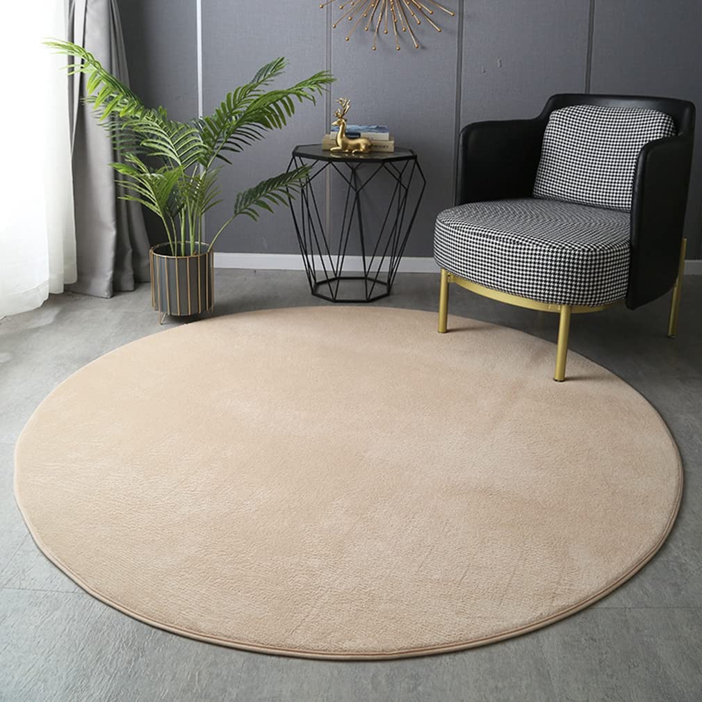 LIKETN Solid Round Area Rugs Ultra Soft Cozy Living Room Bedroom Coral Fleece Non-Slip Carpet Bathroom Mats Circular Modern Home Décor Runners Indoor