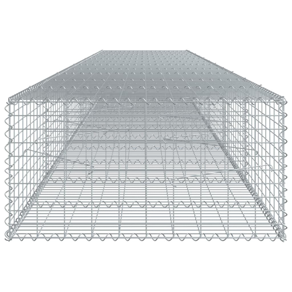 Gavión con tapa, 600 x 100 x 50 cm, cesta de piedra de hierro galvanizado | Cesta de alambre de metal resistente para el jardín para el diseño de paredes de privacidad y cercas en exteriores.