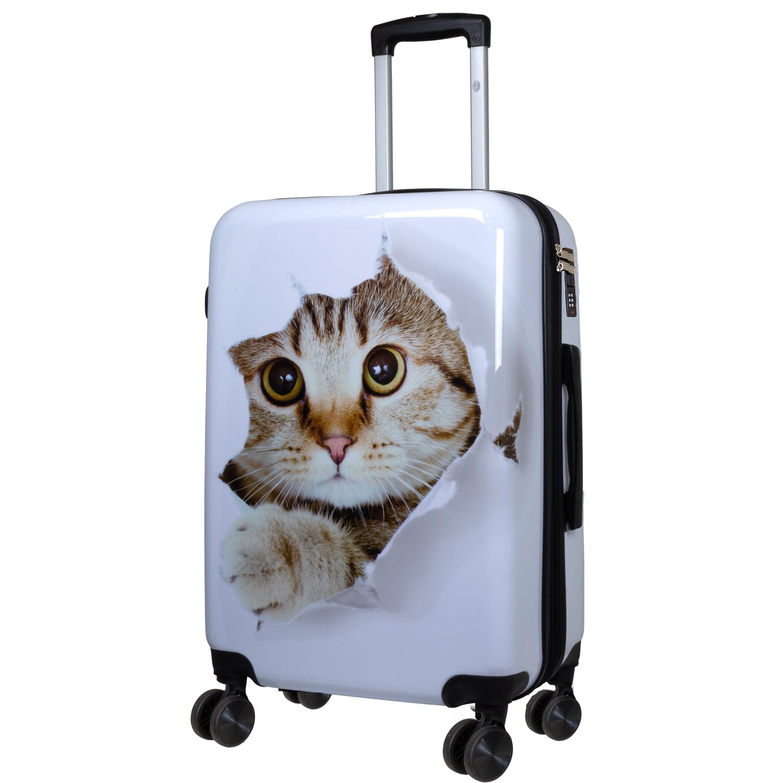 City-Koffer Hartschale mittelgroß 67 cm - Katze weiß