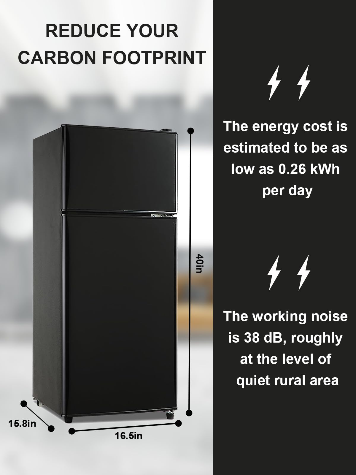 Krib Bling Refrigerator With Freezer 3.8 Cu.Ft With 7 Level Adjustable Thermostat Control 2 Door Lock Fresh Energy Saving Top-Freezer Compact Refrigerator Black on Fridge.com - View 5