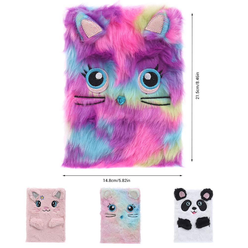Operitacx Furry Notebook For Girls Fluffy Cover Cartoon Journal Book Daily Use Notebook