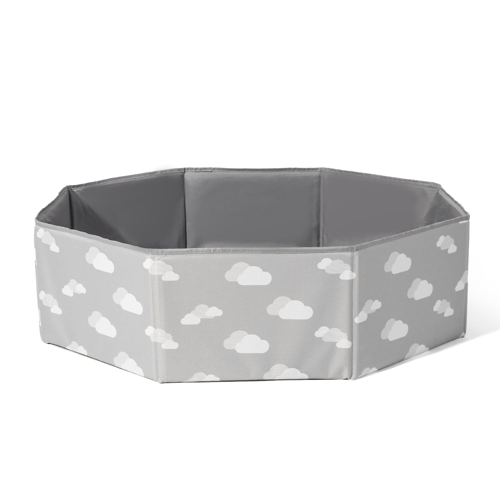 Ball Pit for Kids, Dogs, and Cats - Baby Pool and Foldable Toddler Pool - Sturdy Hexagon Construction Fun Indoor and Outdoor Play Area - Easy to Assemble and Store (Balls Not Included), Gray Cloud