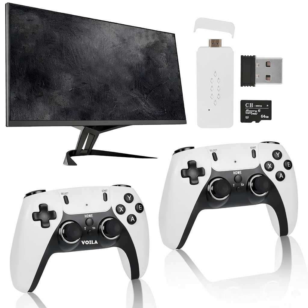 VOILA M22v2.5 Retro Gaming Console - 64GB, Plug & Play Video Game Console, 30,000+ Games, 1080P HD Output, Dual Wireless Controllers, HDMI TV Stick for All Ages - CE, ROHS & BIS Certified 4