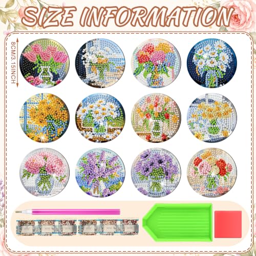 Zonon 12 Pcs Wildflower Bouquet Diamond Art Refrigerator Magnets by Zonon - Used condition - Image 3