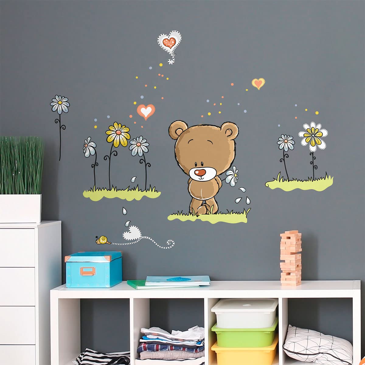 Children's Wall Stickers - Baby Room Decoration - Cute Bear in The Hill Wall Sticker - H90 x L60 cm, Model 4, 60x90cm - Image 4