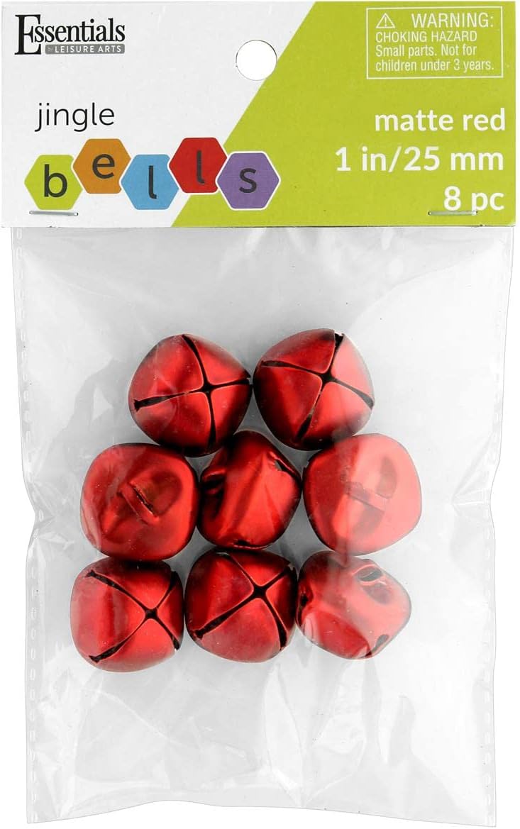 Essentials By Leisure Arts Jingle Bells 25mm Matte Gold 8pc - 1in Craft Bells for Holiday Decorations, Jewelry, Ornaments, Costumes, Cards, and DIY Projects