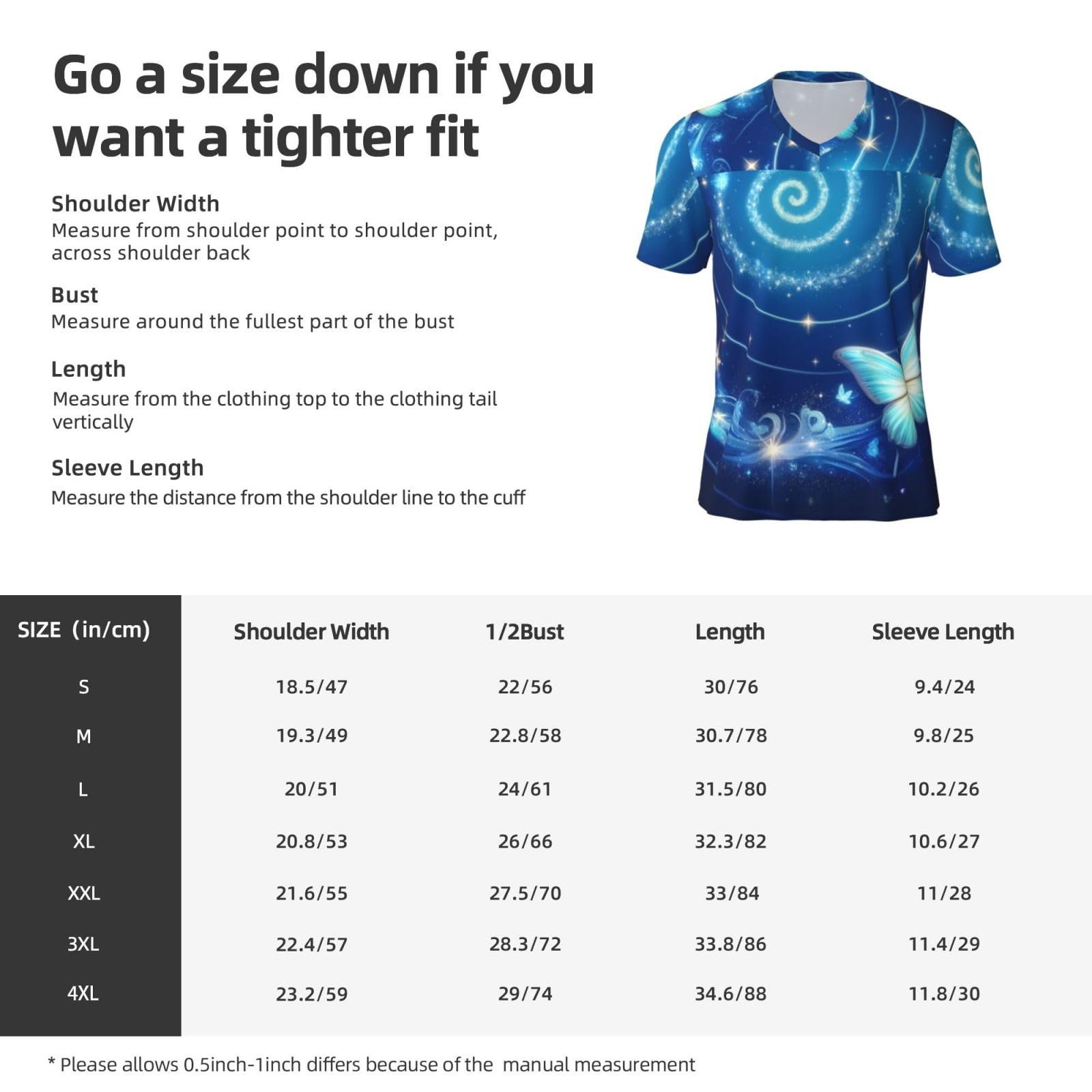 Stylish Athletic Sports Jersey Glowing-Butterfly-Sparkling-Stars Men's Rugby Jersey Medium