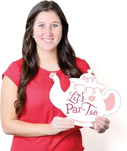 Miniatura 8 de Big Dot of Happiness Floral Let's Par-Tea - Decoración de césped para tetera y taza de té, decoración de jardín al aire libre para fiesta de té y