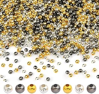 900 Pieces Metal Spacer Beads, 4 mm Metallic Plated Smooth Round Spacer Beads for DIY Jewellery Making (Gold, Silver, Black)