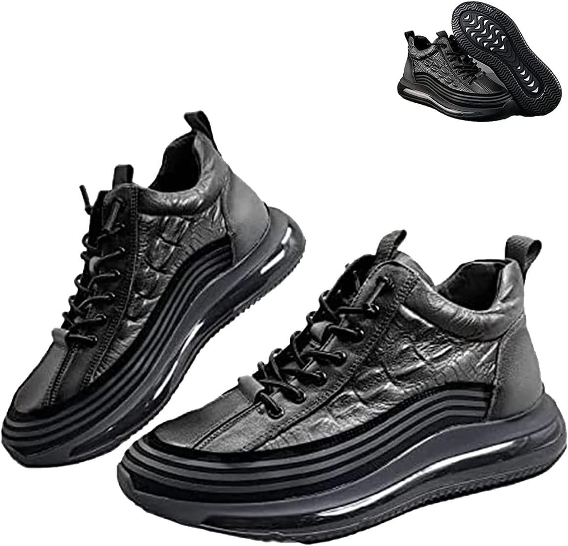 HAPPY THINGS Men's Casual Cowhide Air Cushion Shoes, 2023