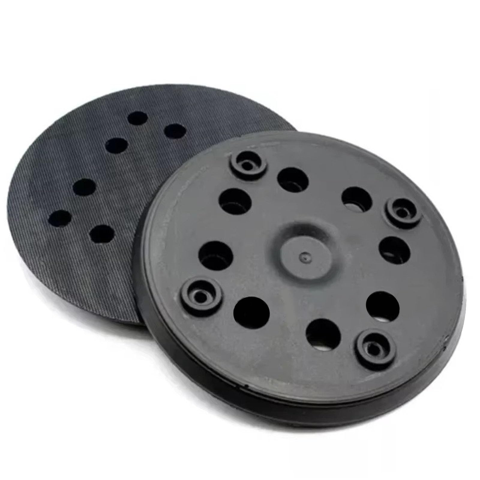 NIYATA 2 discos de lijado de repuesto para Bosch PEX 270 A/AE, poliuretano, fino, negro, compatible con lijadora orbital Bosch, 125 mm, 8 tornillos y 1 destornillador