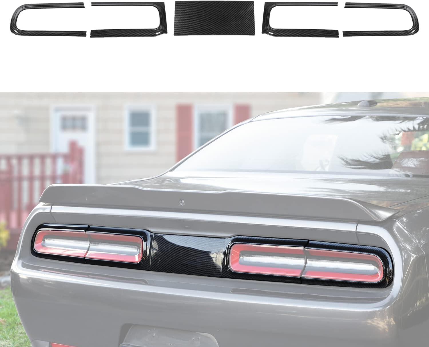 JWWY Tail Light Covers Guards Rear Light Trim for 2015-2019 Dodge Challenger Accessories Carbon Fiber