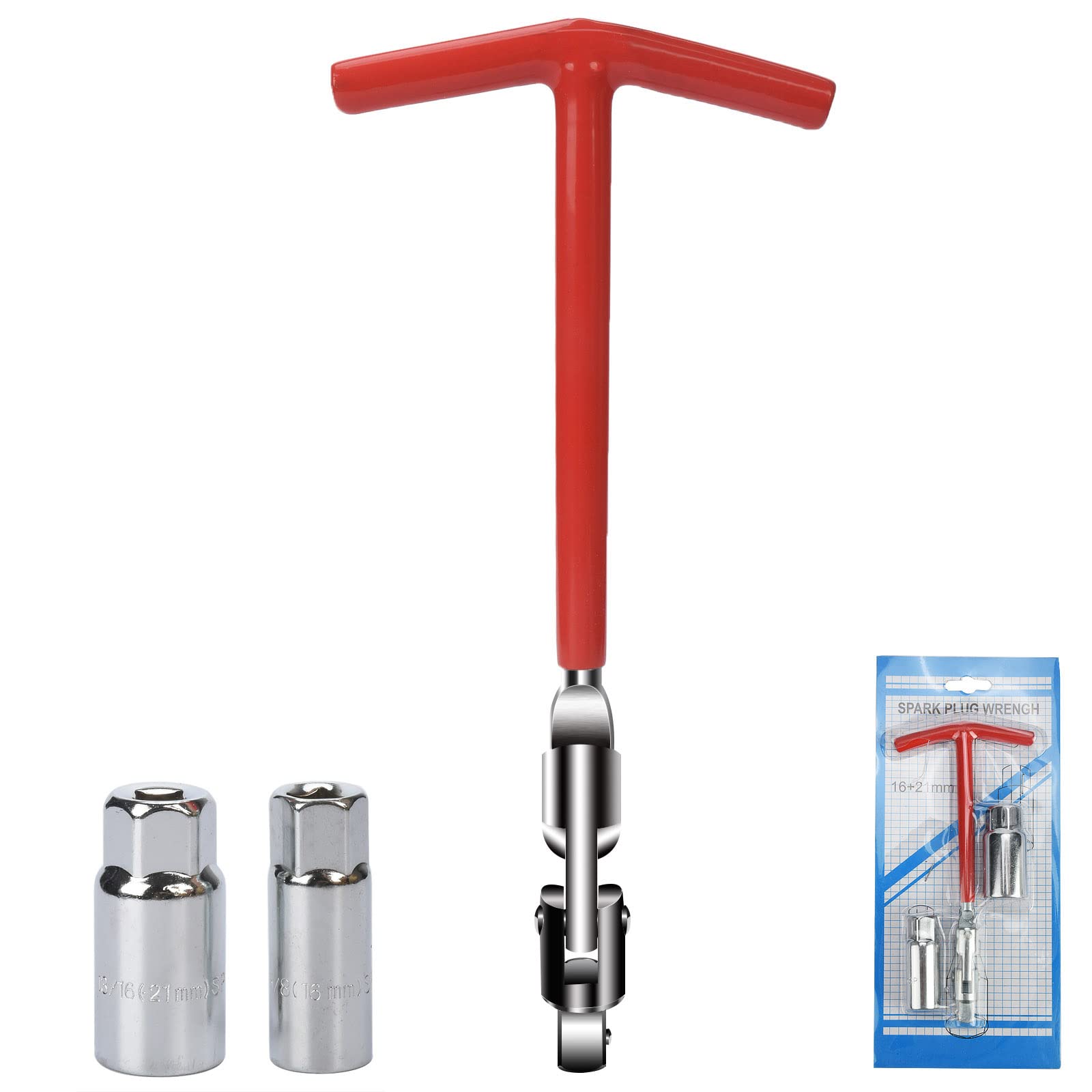 EIHI Clé à Bougie 2 Douilles,16 et 21mm,Clé à Bougie Universelle pour Voiture et Moto,Extracteur de Bougies D'allumage,Jeu de Clés à Bougie D' allumage(Noir