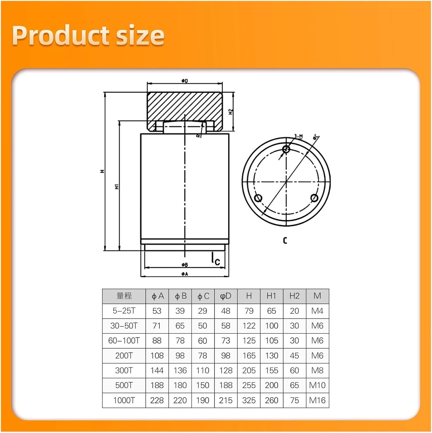 Column Load Cell Sensor HX711 AD Module Weight Sensor Electronic Scale 5T 10T 20T 30T 50T 100T(Range 0-5T)