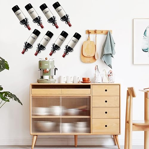 Miniatura 3 de NSBELL Estante de vino montado en la pared en espiral, soporte de exhibición de botellas de metal para almacenamiento y decoración temática, negro