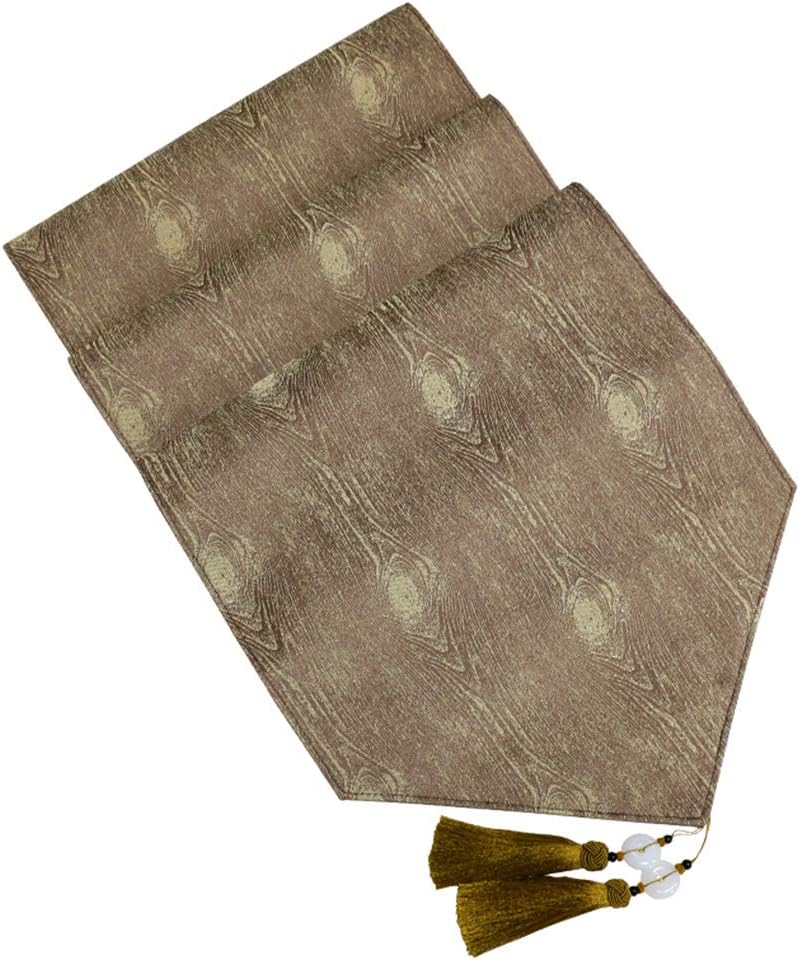 Tassel Table Runner Jacquard Double Thickening Bed Throw Farmhouse Placemats for Coffee Shoe Dresser Tv Cabinet Dinner Decoration-blue1-35x160cm (Brown 35x183cm)