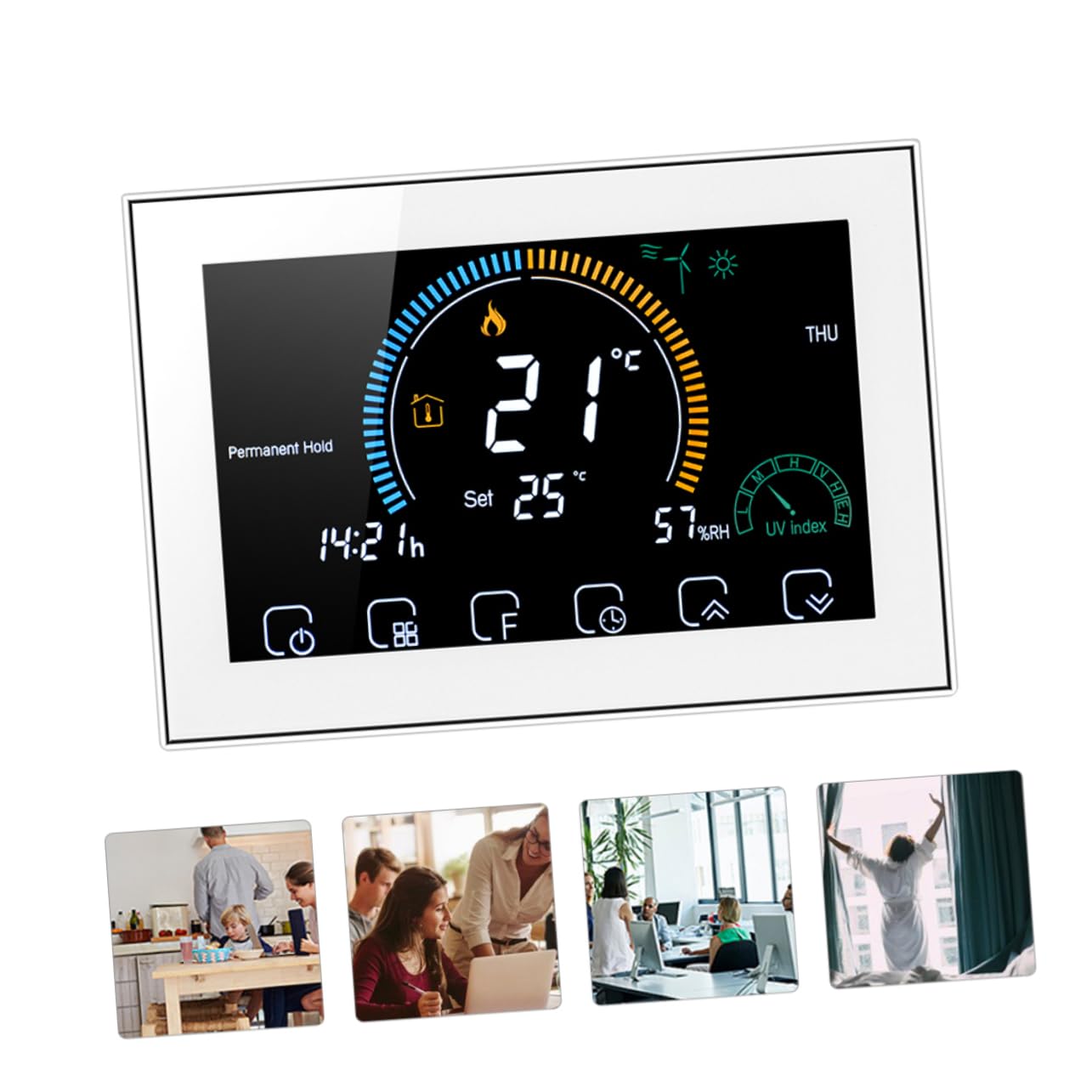 NUOBESTY Smartes Thermostat Mit Farb-LCD Und Touchscreen Geeignet Kassetten Euro-runddosen Komfortable Temperaturregelung