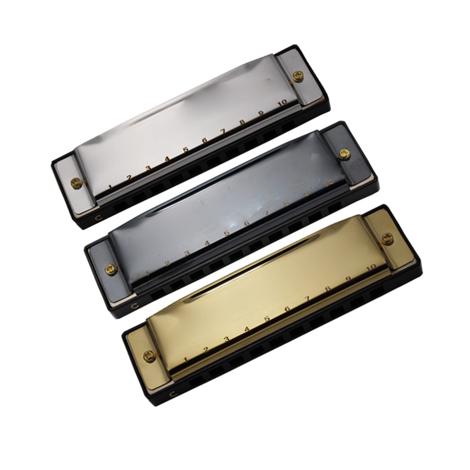 Standard Mundharmonikas 10-Loch Diatonische Mundharmonika Mundharmonika C-Ton Mundharmonika Musikinstrument Mit Koffer (Color : 01)