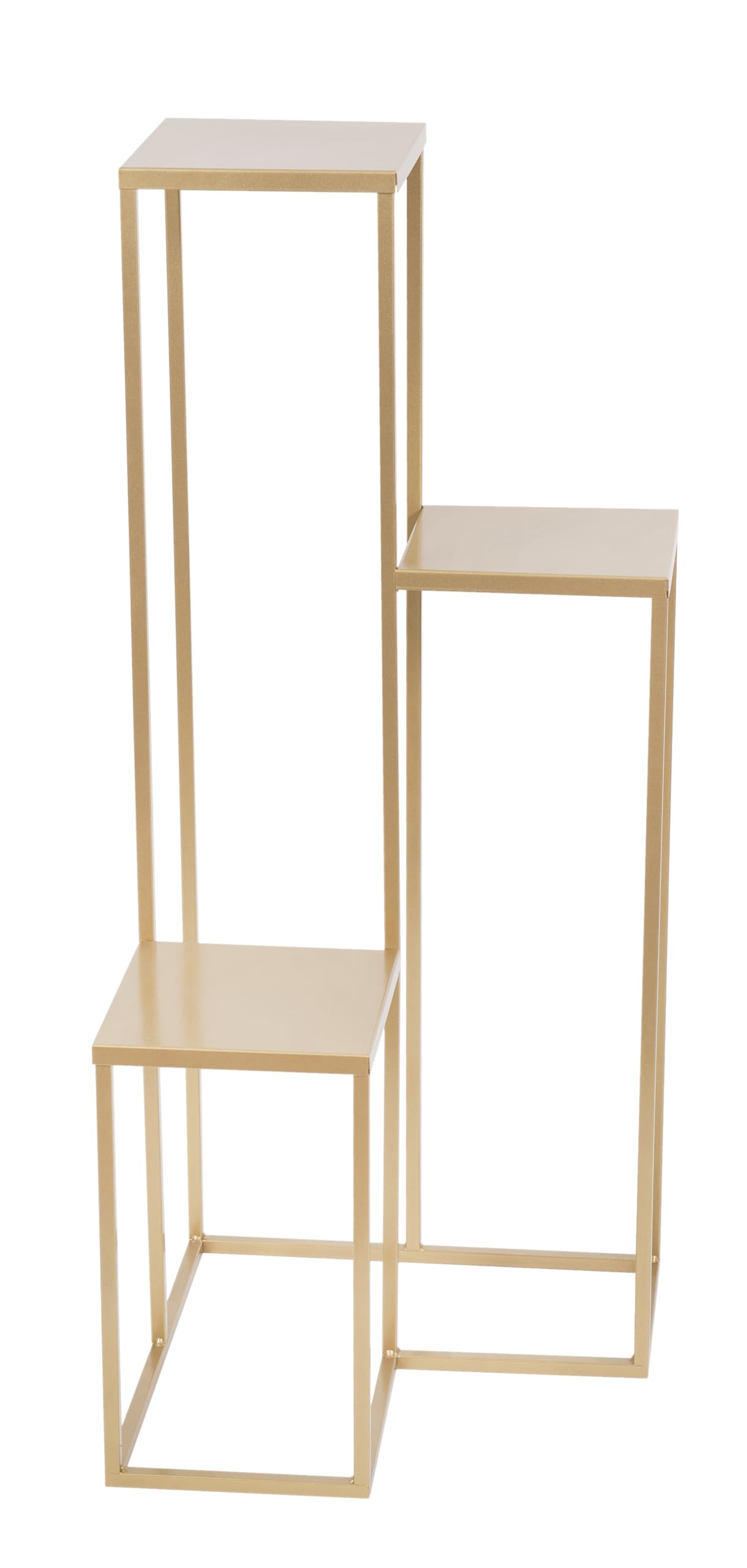 Stojak na rośliny Elle Metal - Kwietnik 3 poziomy - 40x40x95cm - kolor Złoty - do kwiatów w pomieszczeniach - metalowa półka - stolik dekoracyjny - stojak na kwiaty