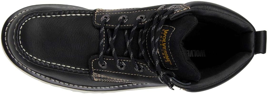Wolverine Men's Moc Toe 6 Construction Boot, Black, 7.5 Wide