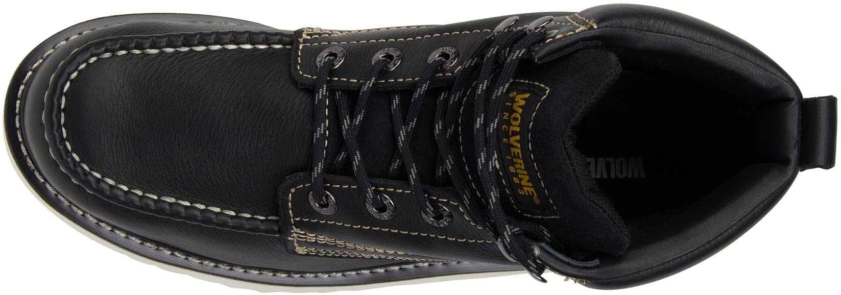 Wolverine Men's Moc Toe 6 Construction Boot, Black, 7.5 Wide