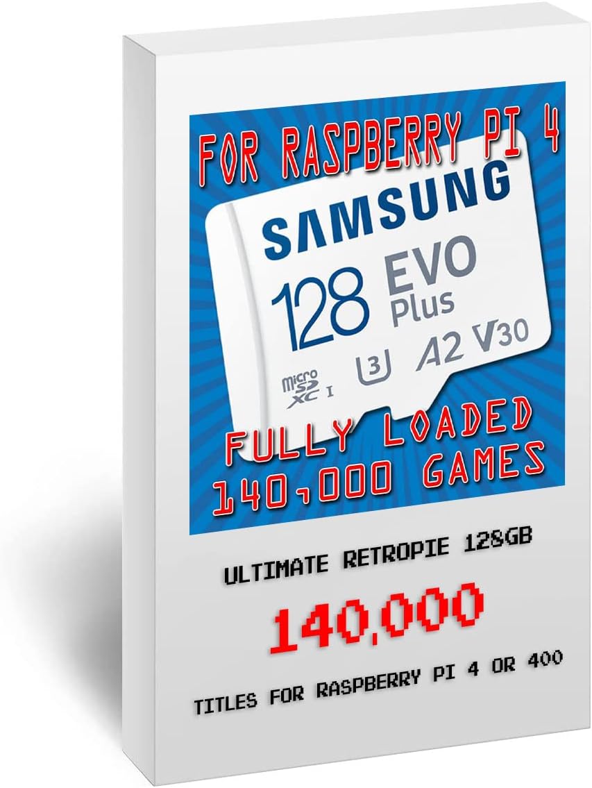 128GB Retropie SD Card for Raspberry Pi 4 & 400 with 50+ Systems and 140,000 Games