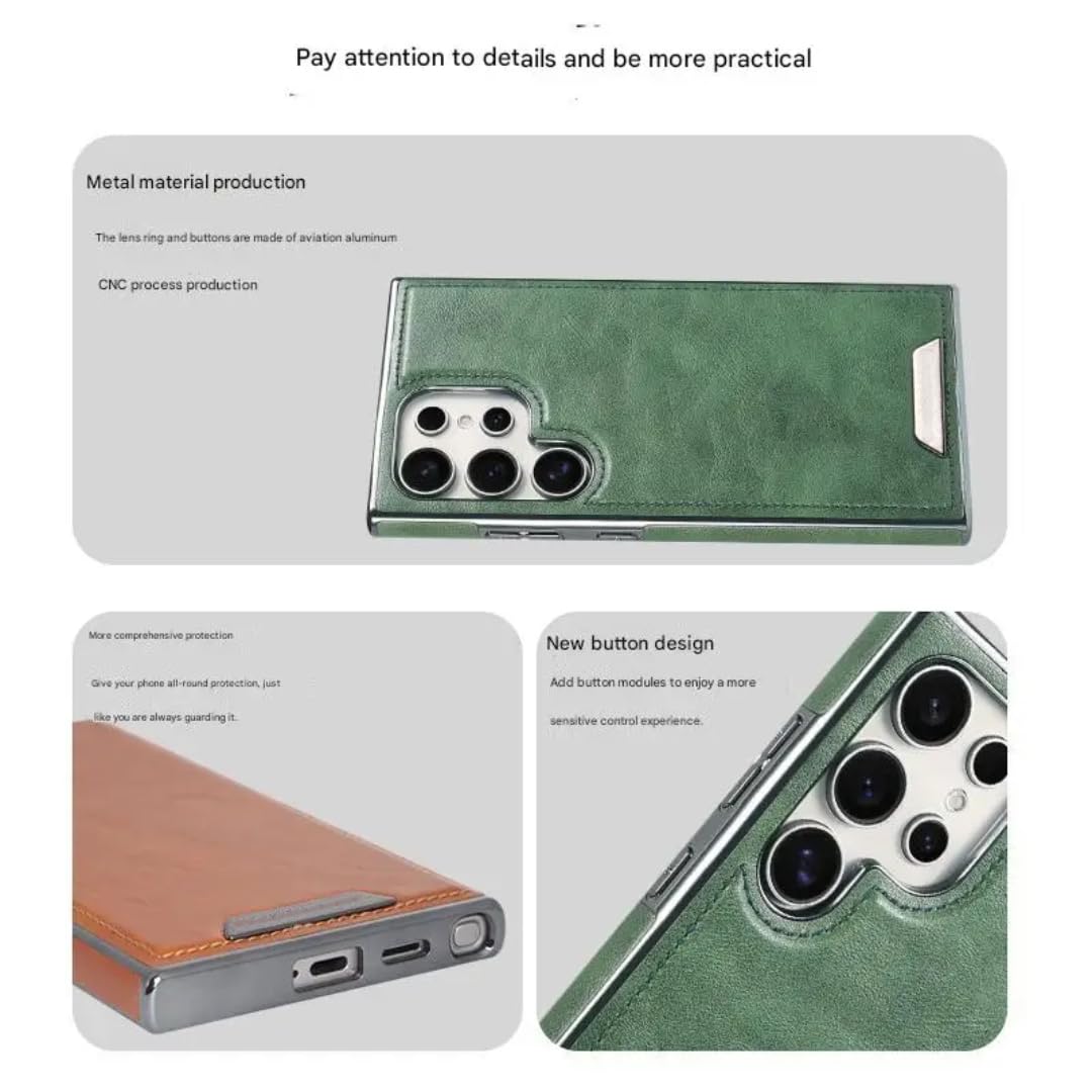 Étui magnétique en Cuir pour Galaxy S23, étui de Protection Anti-Chute avec Chargement sans Fil (pour Galaxy S23/vert)