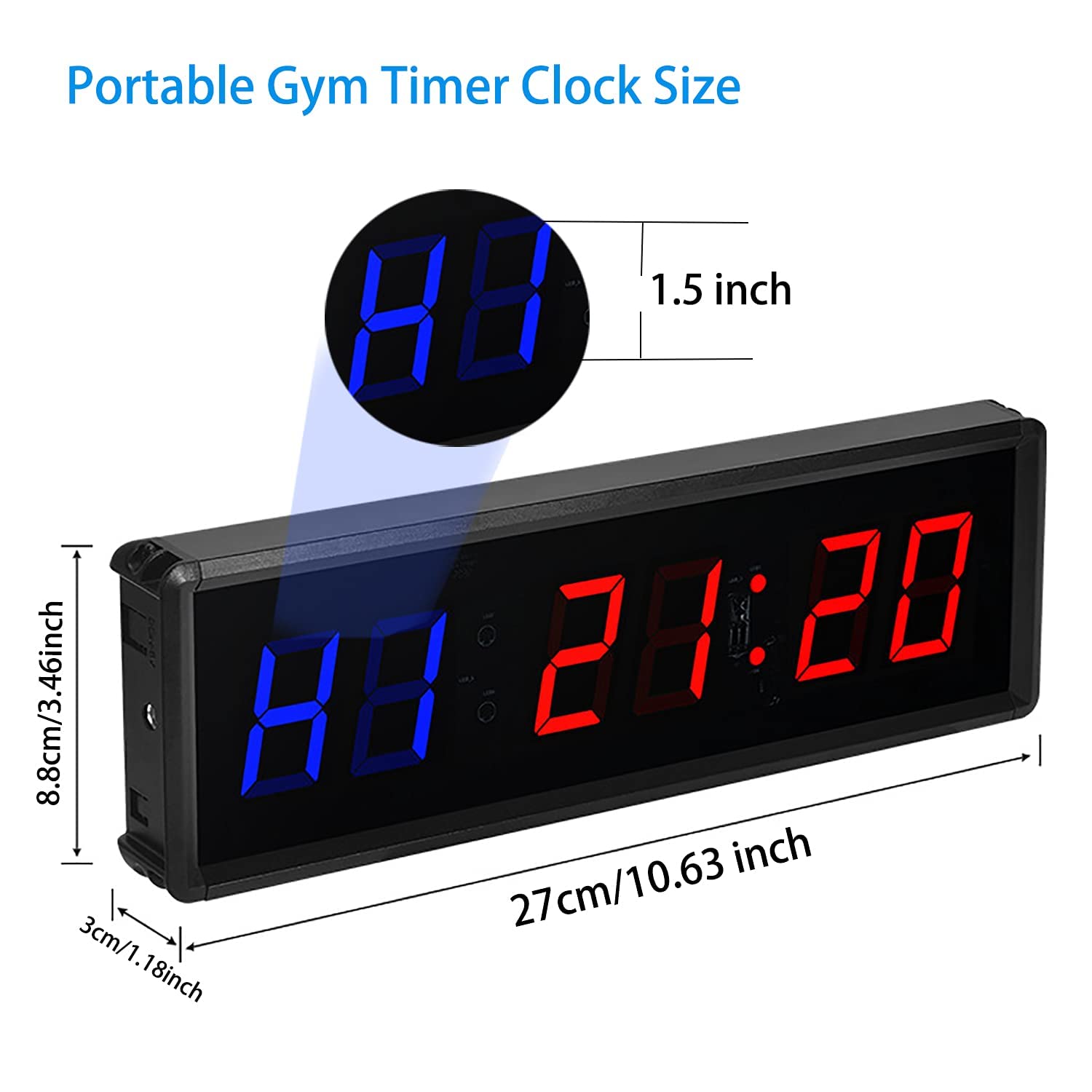 Gym Clock Timer for Home with Remote,KTZON 1.5" 1.8"Metal LED Gym Timer