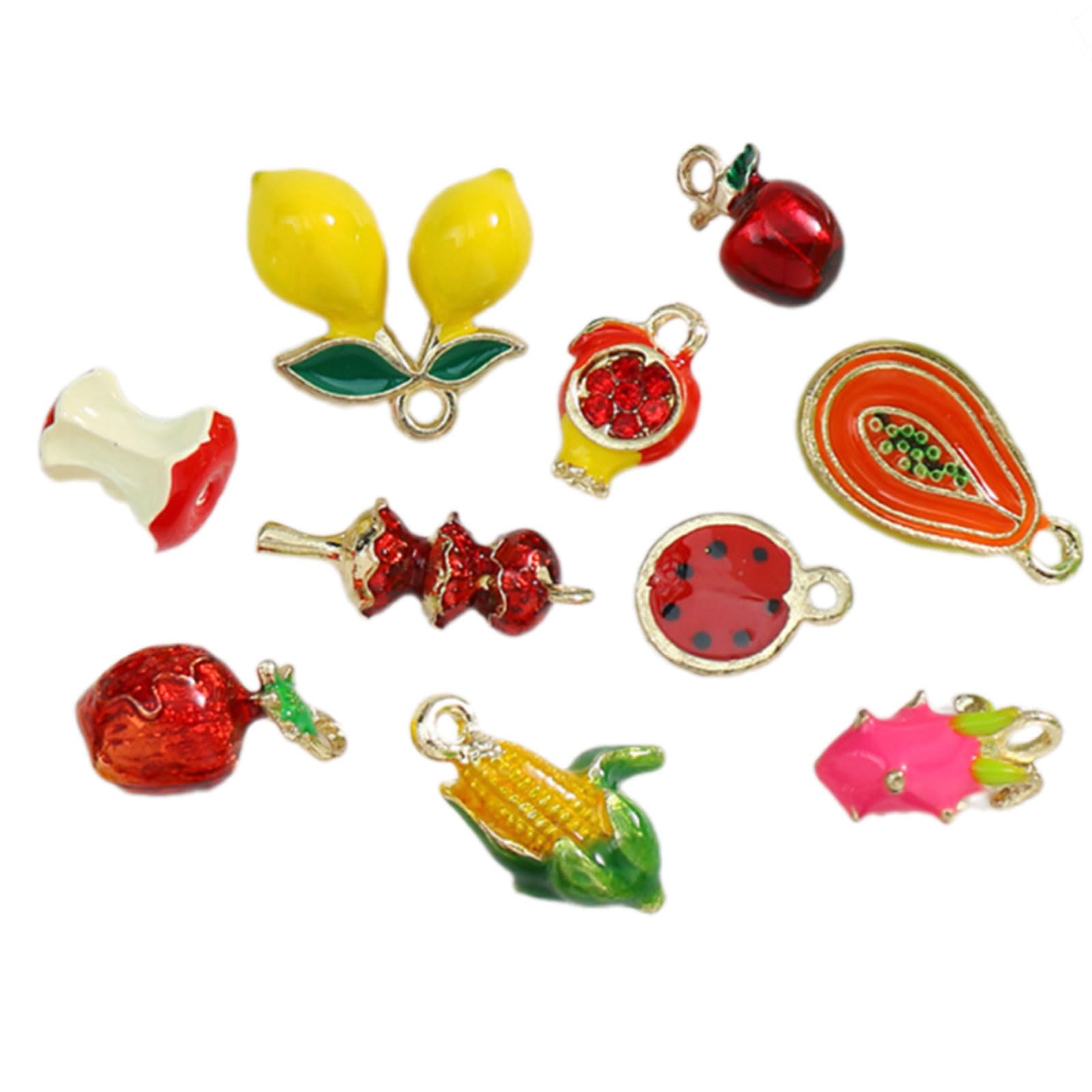 Tsophreniq Sturdy Alloy Fruit Charm for Jewelry Crafting with Enameled Coating and Easy Clasp Designs Alloy Fruit Charm with Hook Installation