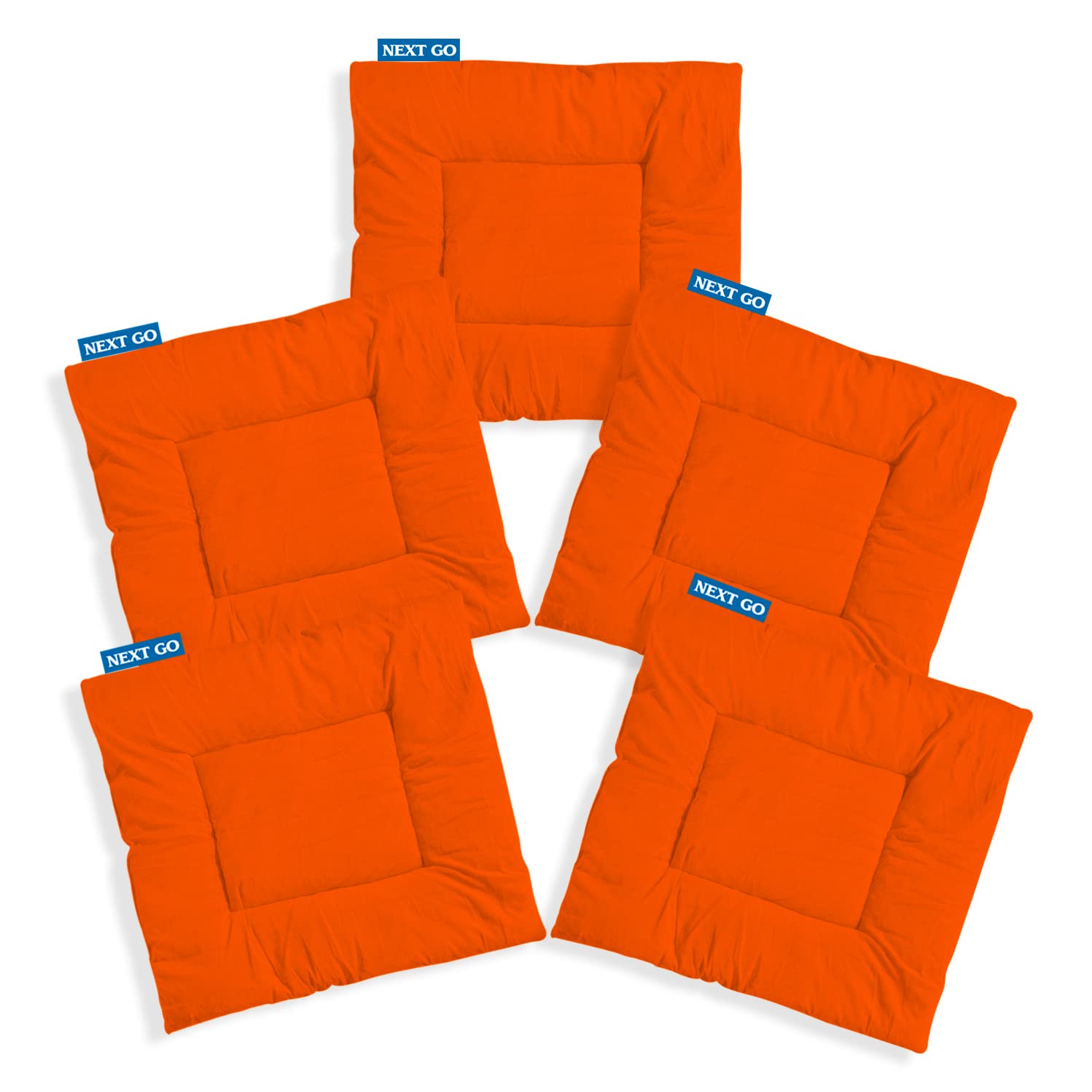 NEXTGO Pooja Aasan Extra Thick Gaddi Style Velvet Cloth Gifts Katha Havan Shaadi Long Time Comfort Soft Prayer Floor Sitting Mat Big Size 27''X 27'' INCH (Bhagava Orange, 1)