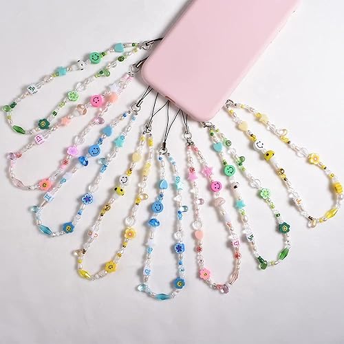 Miniatura 7 de Abalorio con cuentas para teléfono, correa de muñeca personalizada hecha a mano, llavero para teléfono