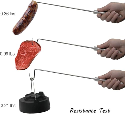 Miniatura 5 de KAMaster Ganchos giratorios de acero inoxidable para carne, ganchos para cocinar para barbacoa, accesorios de parrilla para bistec, Tri-puntas,