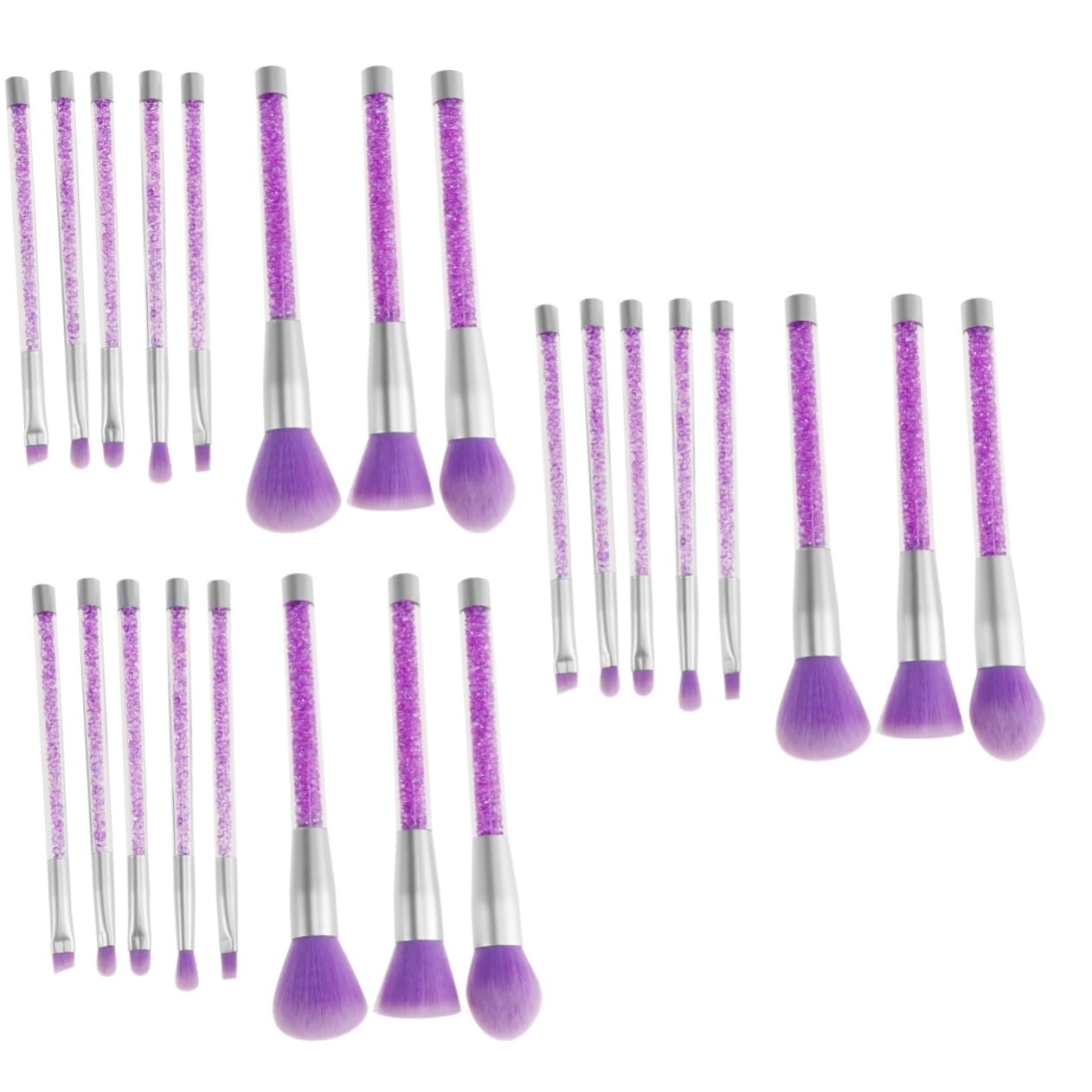 Healeved Ensemble de Pinceaux de Maquillage à Paillettes Tendance avec Manche en Strass Kit Complet de Pinceaux Cosmétiques pour Femmes Application de Maquillage Naturel