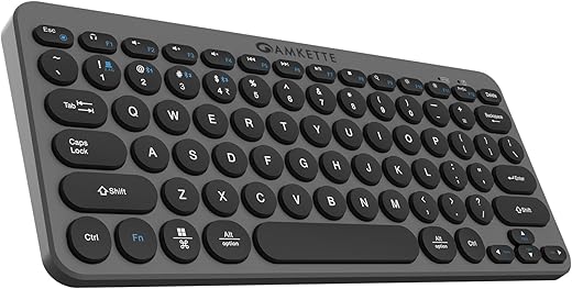 Amkette Optimus BT 4 in 1 Wireless Keyboard 2.4 GHz & Bluetooth 5.0 Connectivity with 3 Bluetooth and 1 USB Device, Compact Bluetooth Keyboard,…