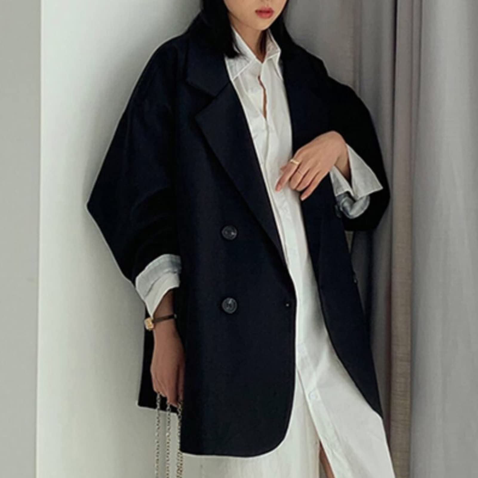 Veste cardigan à manches longues et poches pour femme - Blazer surdimensionné pour l'automne et l'hiver