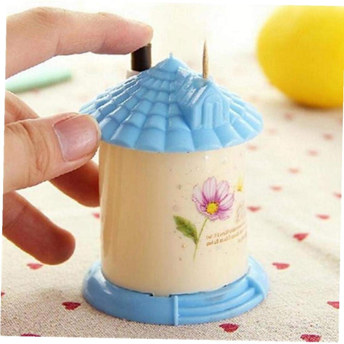 Casecover Cute Push Toothpick Dispenser Automatic Cute Sweet House Toothpick Holder Portable Plastic Toothpicks Organizer Storage Box Case Random Color