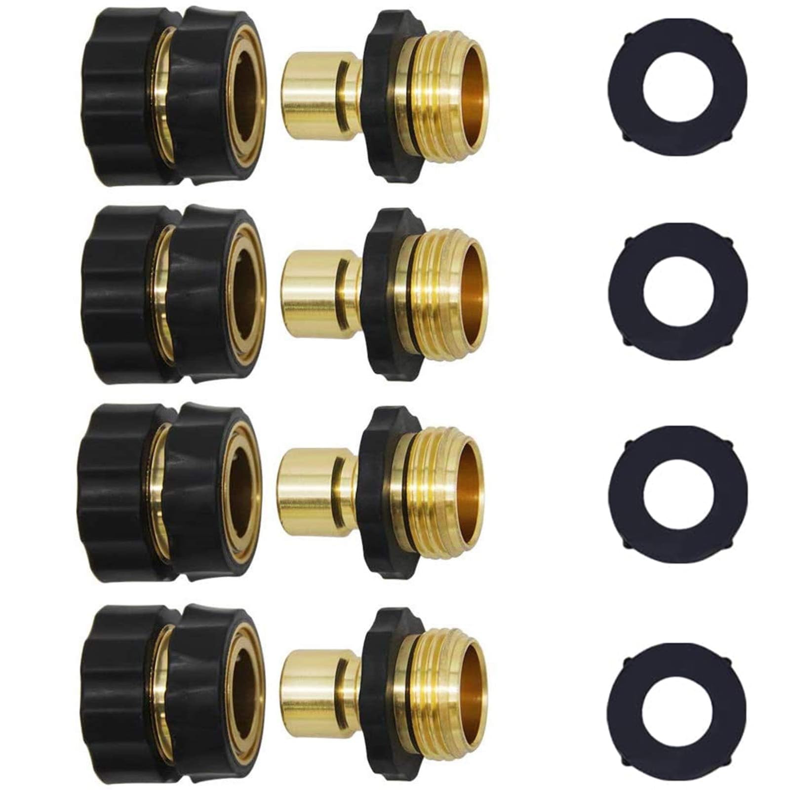 Connettore rapido per tubo da giardino da 3/4", raccordi per tubi a connessione rapida, raccordi a connessione rapida, adattatore per tubo dell'acqua a sgancio rapido maschio e femmina (4 pezzi)