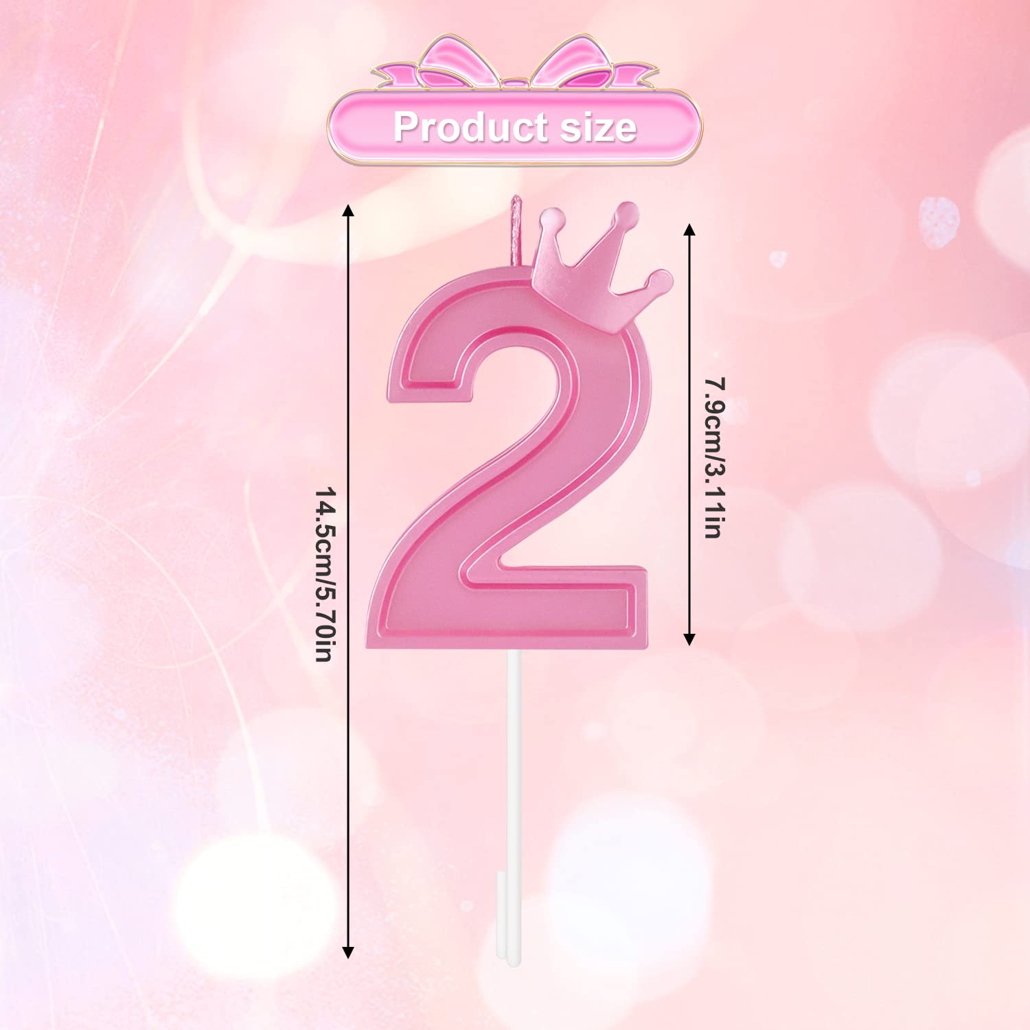 7,6 Cm Bougie Numéro D'Anniversaire, 3D Bougies De Gâteau Avec Couronne