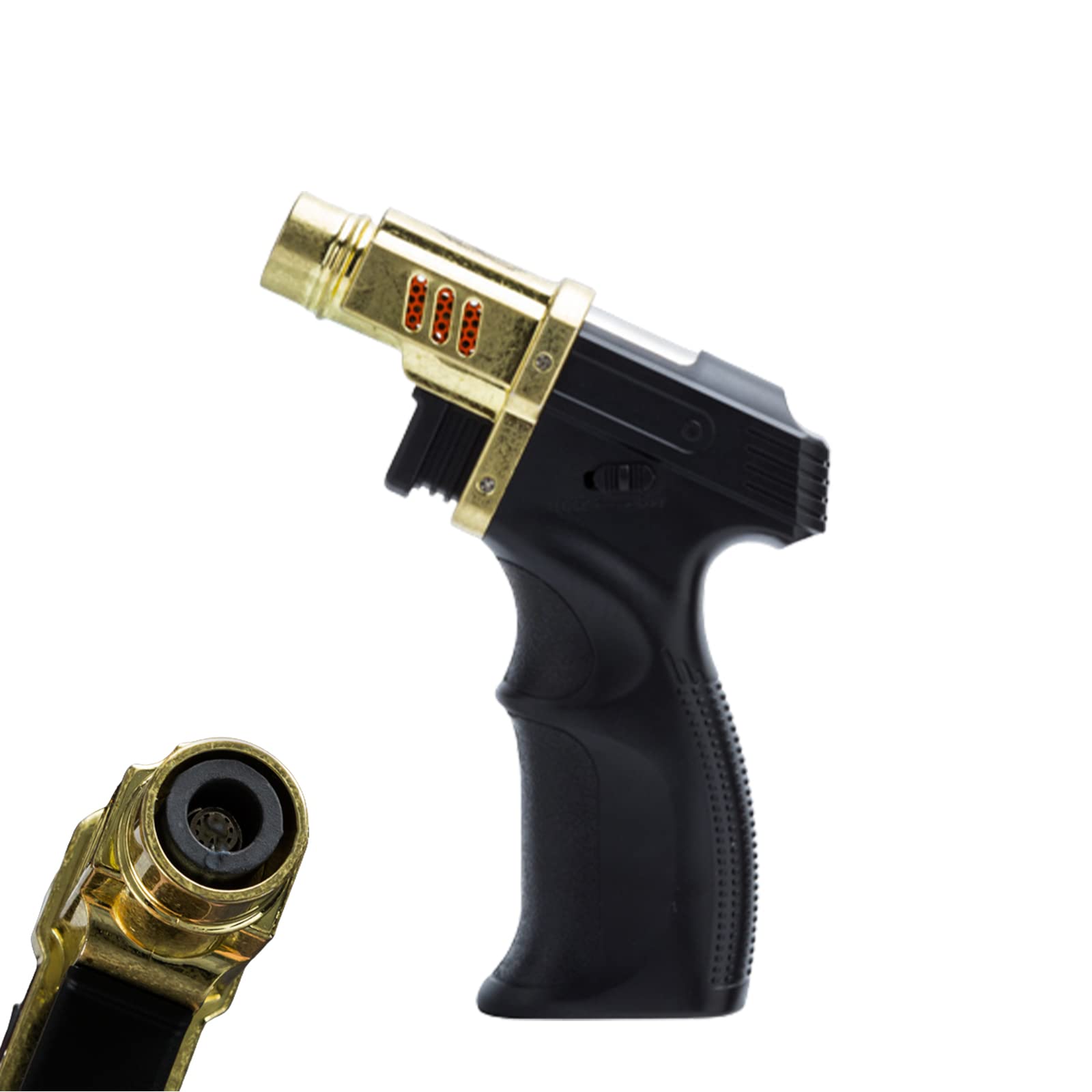 Encendedor de Gas Recargable de Metal a Prueba de Viento para Barbacoa, Cocina, Antorcha de Chorro, Turbina Ajustable, Bloqueo de Encendido de Llama de Butano para Hombres