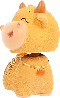 FAVOMOTO 3 Pçs Bezerro Bobble Cabeça Boneca Vaca Bolo Figura 2021 Escultura Estatueta De Vaca Figura Mesa De Jantar Decoração Decorações Amarelas Decoração Do Carro Balançando A Cabeça