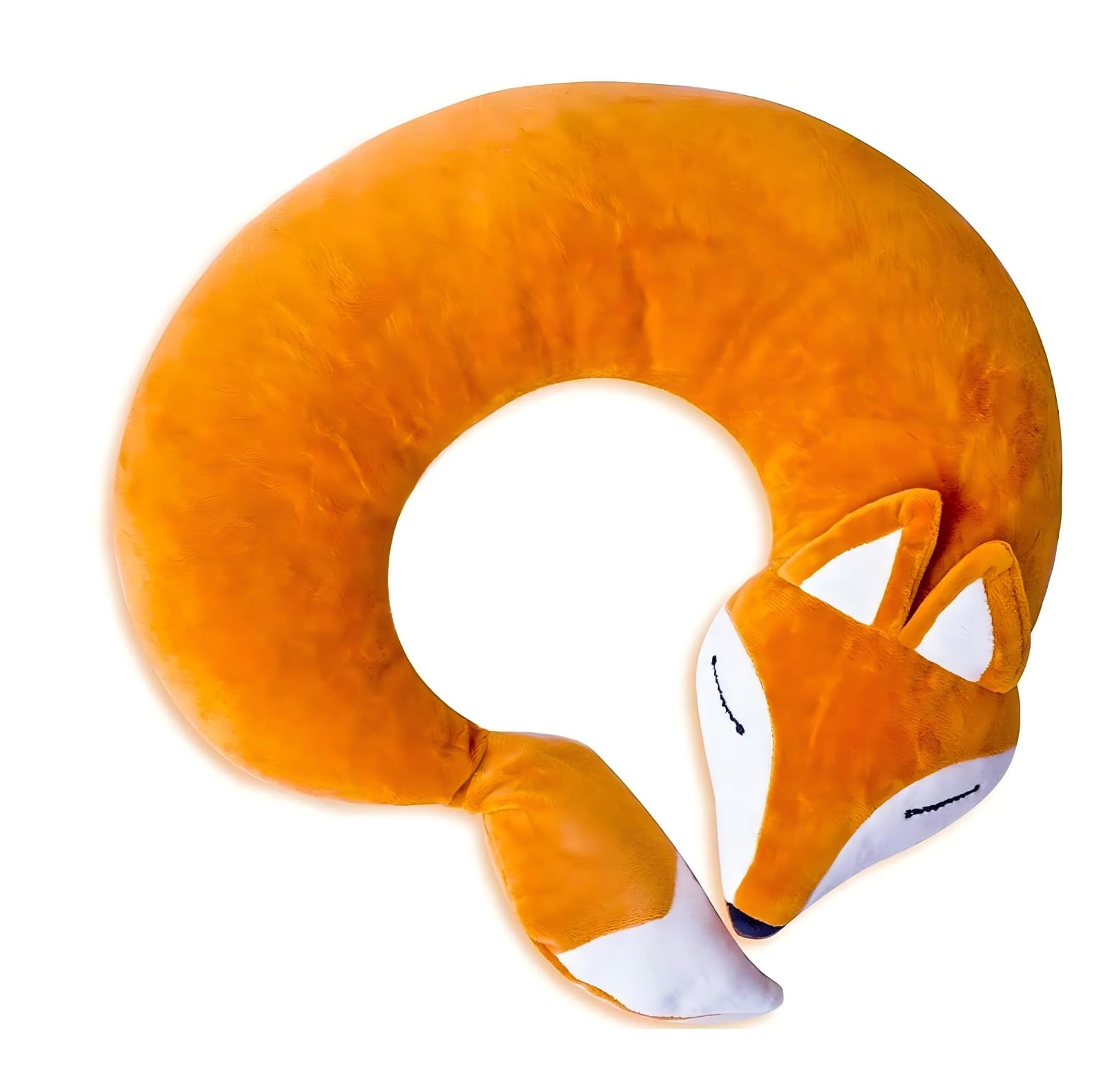 U-Shaped Travel Pillow, Fox Neck Pillow Rest Neck Support Pillow, Car Seat Sleeping, Cartoon Headrest Airplane Pillow Travel Rest Pillow Cushion, Sleeping Aid, Suitable for Adults Kids (Brown)