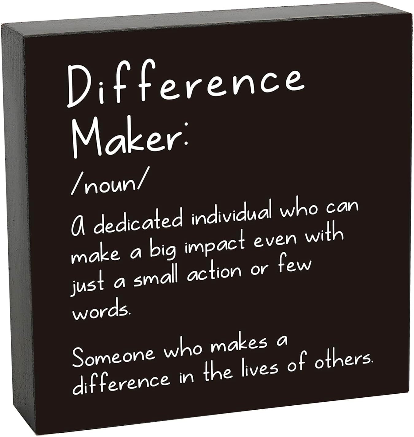 Difference Maker Box Sign 7x7 Inch Inspirational Wooden Desk Decor